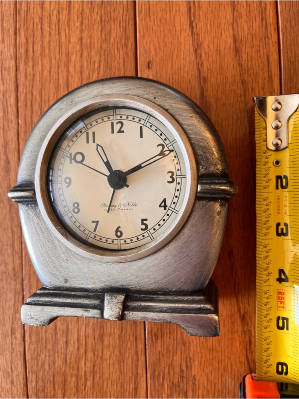 Sterling & Noble Stainless Steel Self Standing Clock - Works!